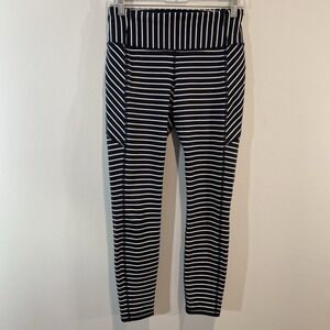 Athleta Navy & White Striped Contender 7/8 Leggings Sz‎ Small S